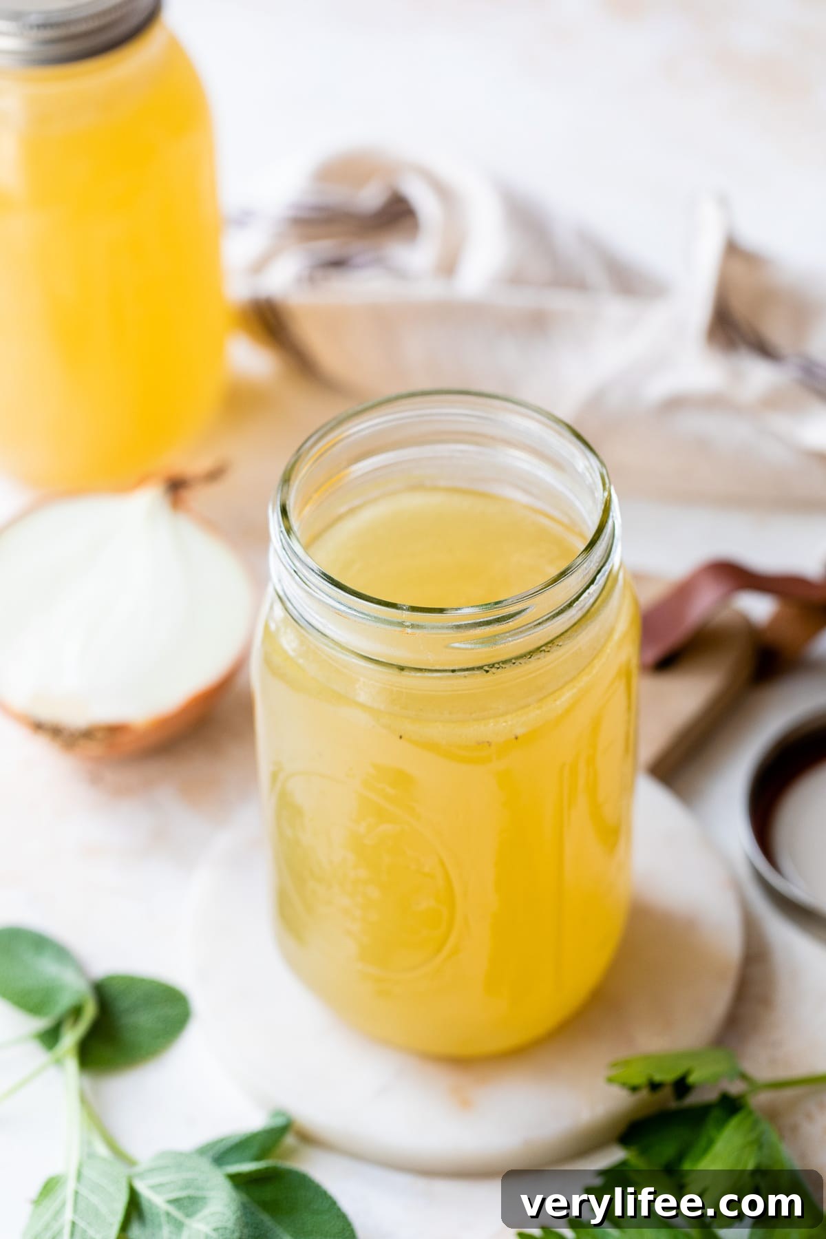 Turkey Stock in a mason jar
