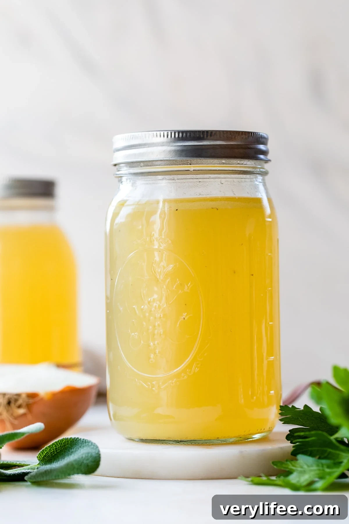 Turkey Stock in a mason jar