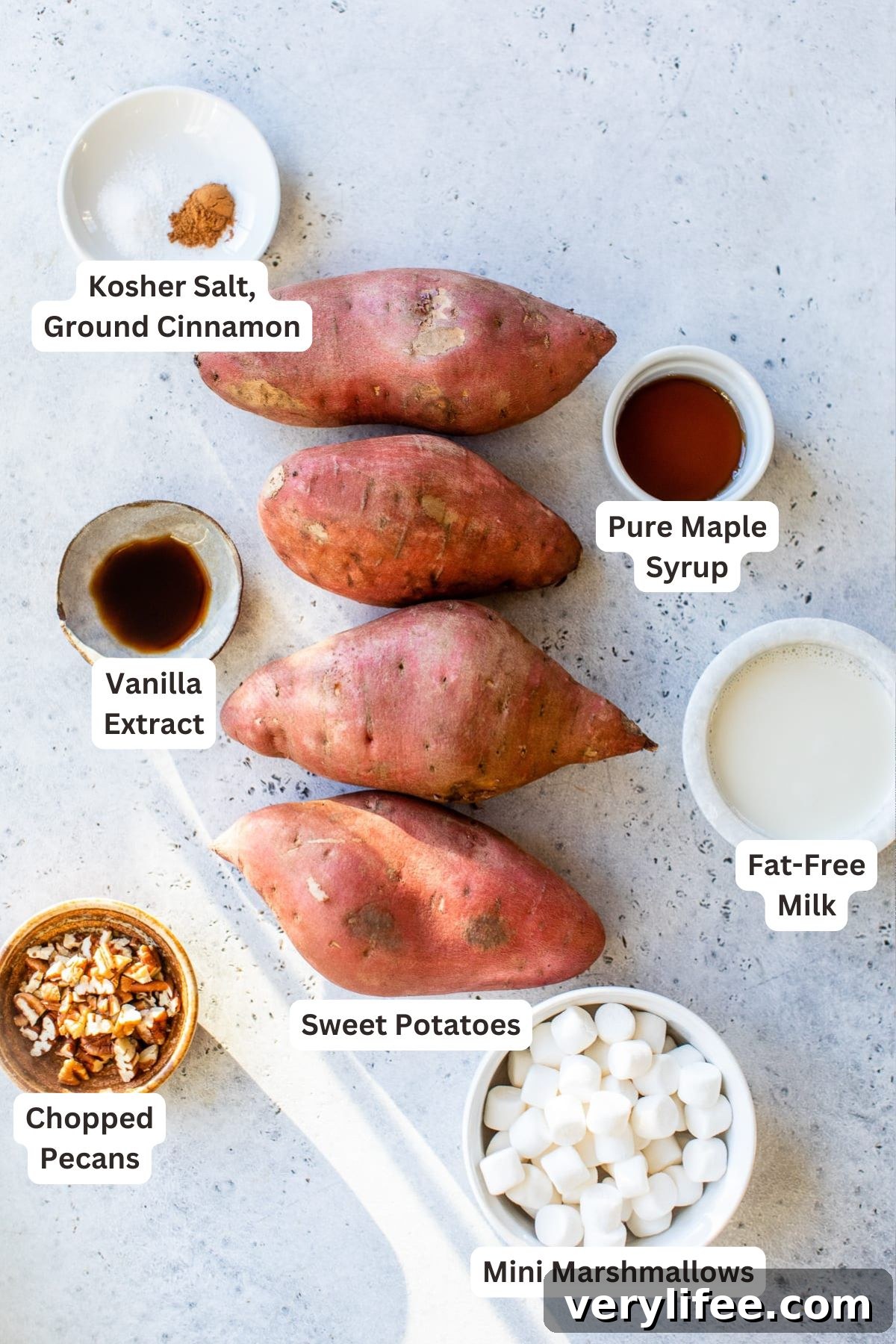 Gooey Twice-Baked Sweet Potatoes with Toasted Marshmallows 4 Ingredients for Twice Baked Sweet Potatoes with Marshmallows.