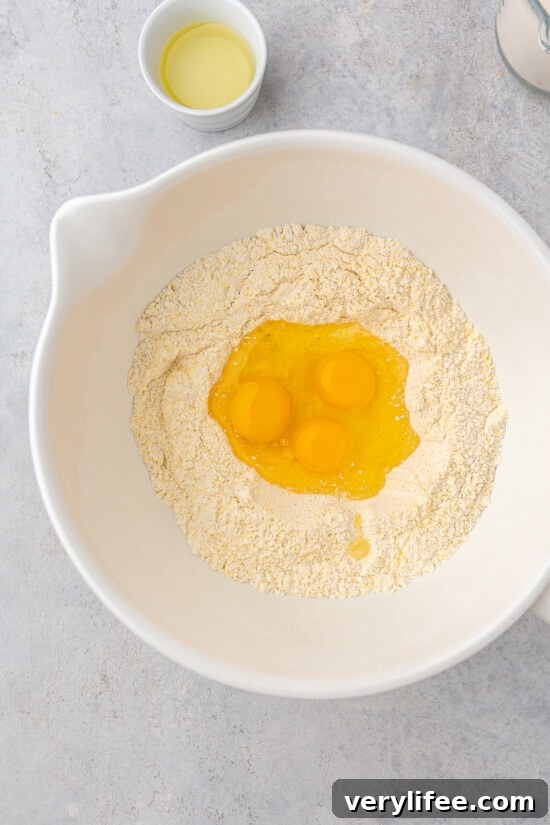 flour and egg in a bowl