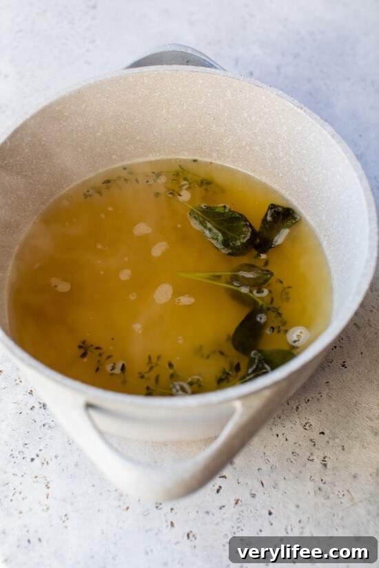 stock with herbs