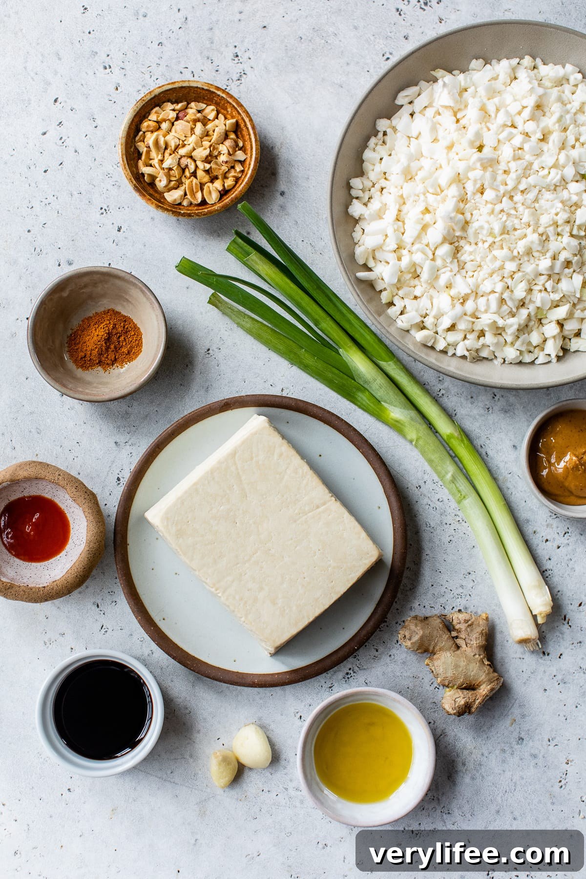 Crispy Air Fryer Peanut Curry Tofu with Ginger Cauliflower Rice 3 Peanut Curry Tofu Ingredients