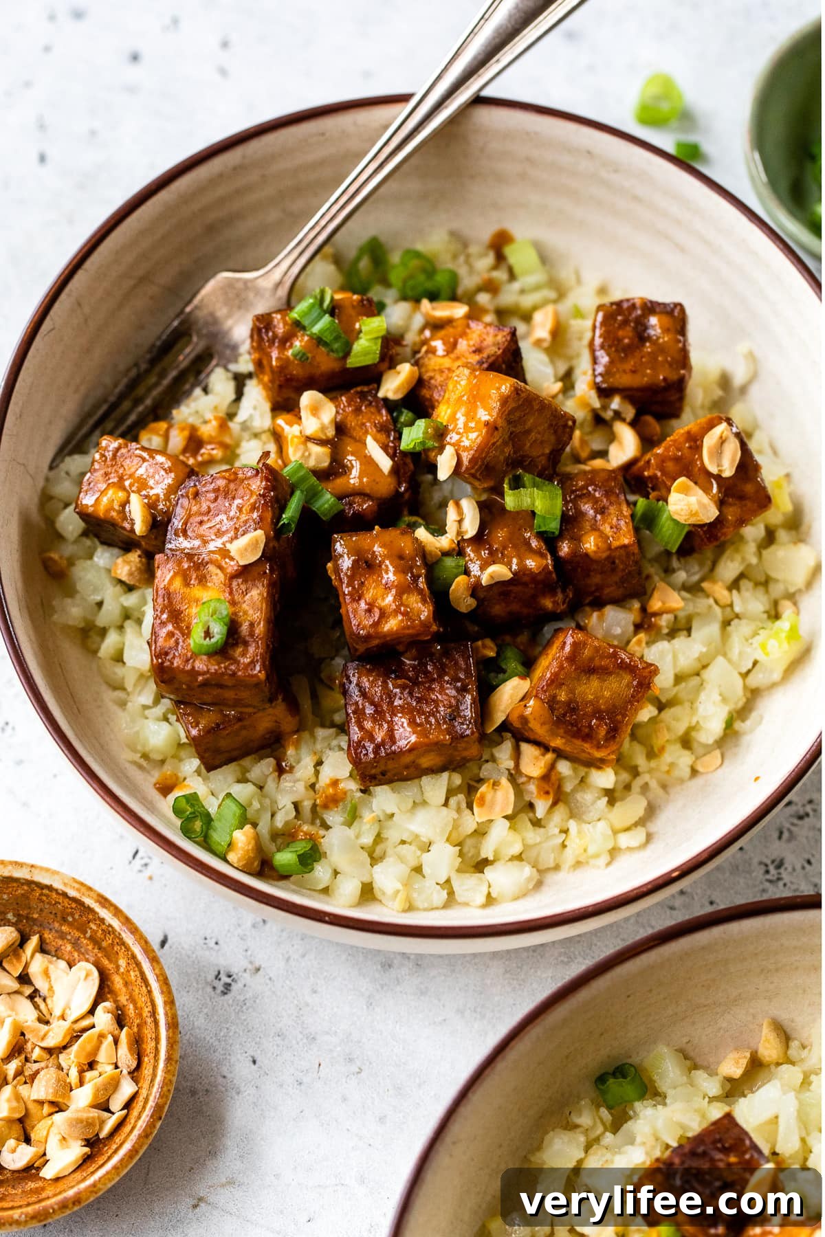 Crispy Air Fryer Peanut Curry Tofu with Ginger Cauliflower Rice 9 Air Fryer Peanut Curry Tofu with Gingery Cauliflower Rice