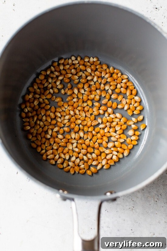 Crispy Homemade Ranch Popcorn Recipe 5 popcorn kernels in pot
