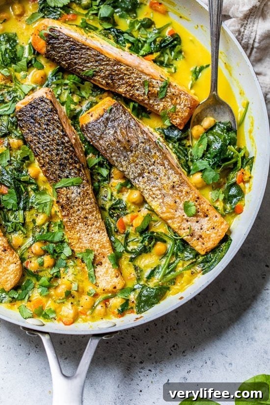 Salmon Coconut Curry with Chickpeas
