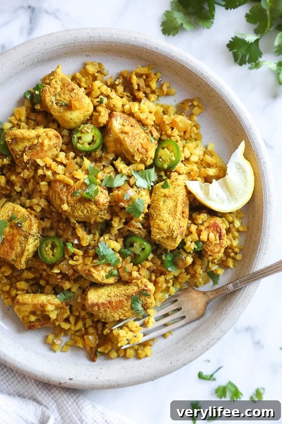 Cauliflower rice chicken biryani — Indian-inspired and low carb.