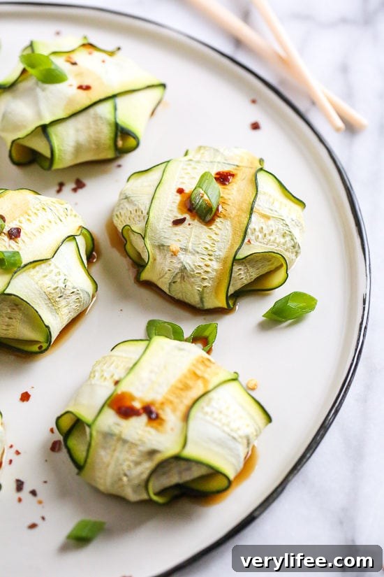 Zucchini pork dumplings that use zucchini in place of dough.