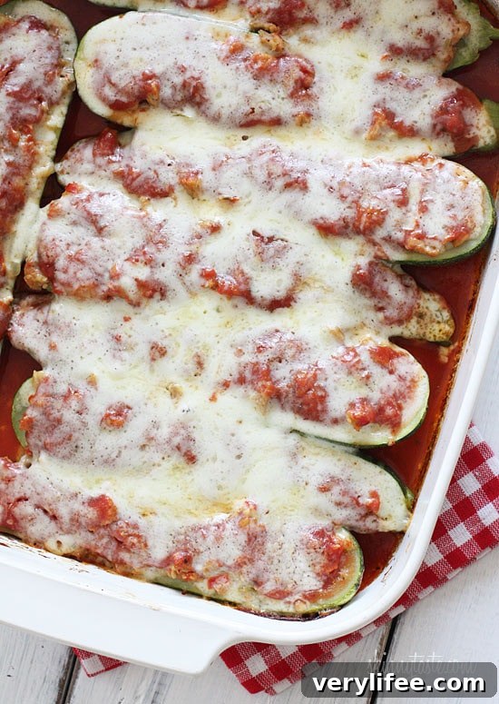 Sausage-stuffed zucchini boats—cheesy and satisfying.