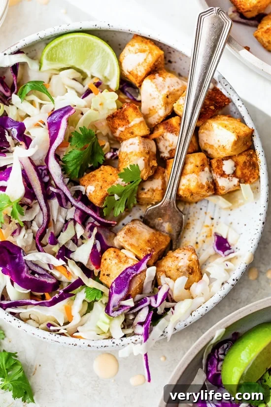 Fish taco bowl ready in 20 minutes, customizable with your favorite toppings.