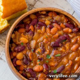 Crispy Air Fryer BBQ Chicken Tenders 4 Instant Pot Baked Beans in bowl with cornbread