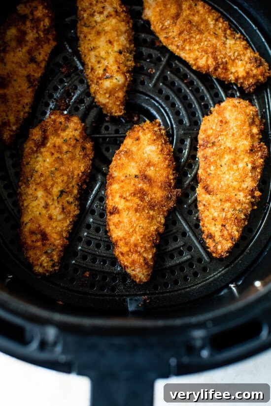 Air fry the chicken Crispy chicken inside the air fryer.