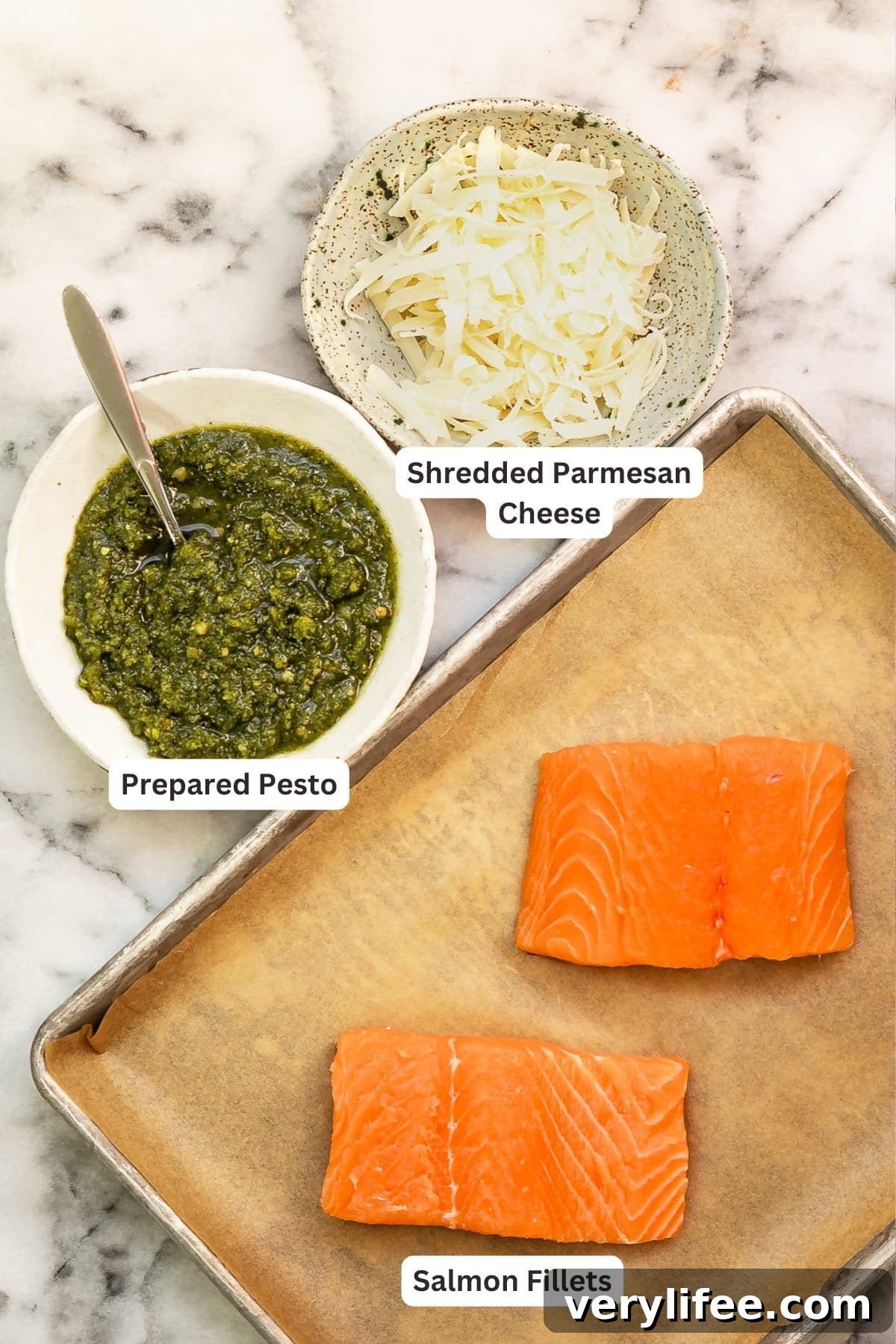 Pesto-Crusted Salmon with Lemon and Fresh Herbs 3 Ingredients for Pesto Salmon.