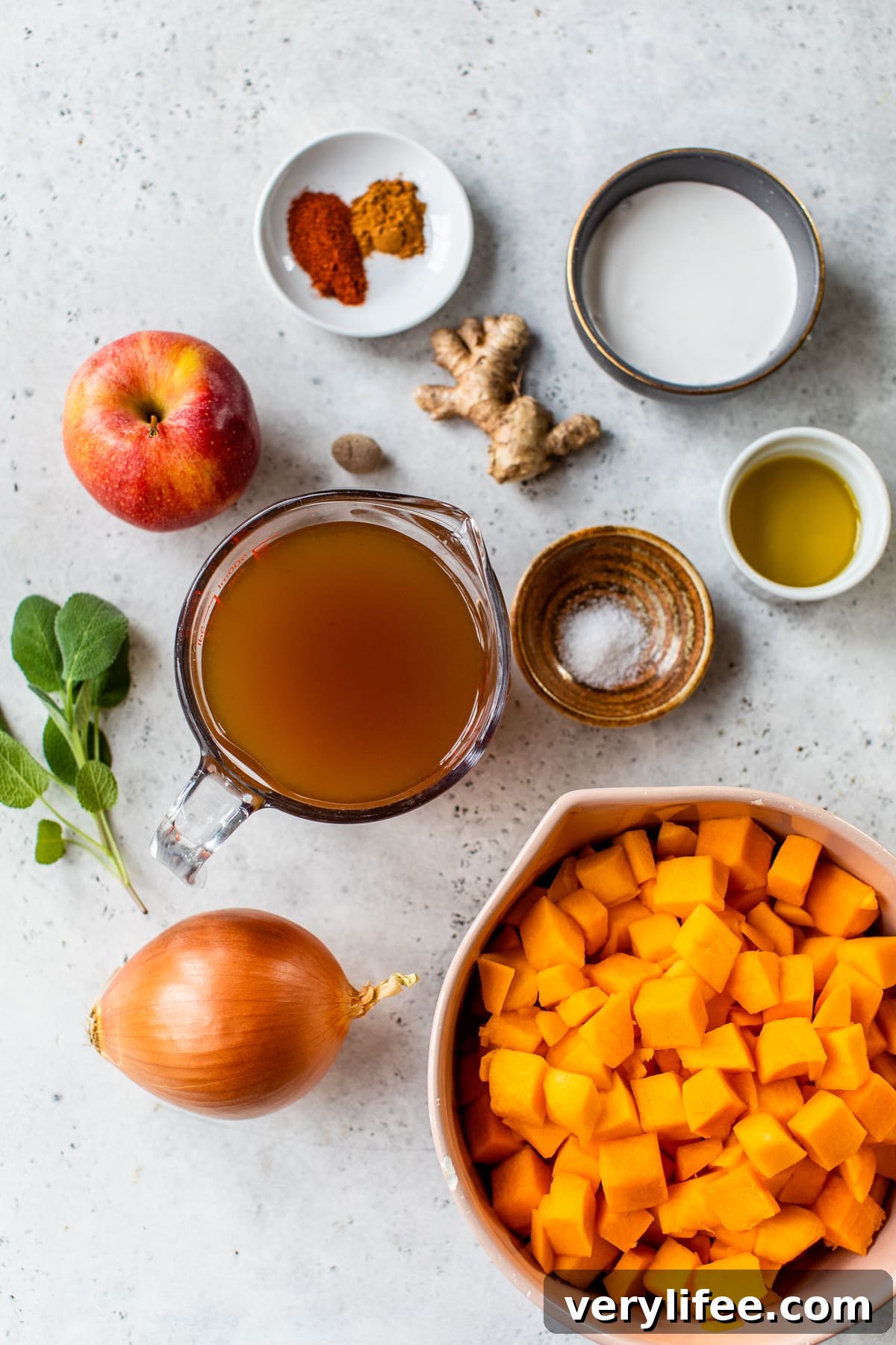 butternut squash, apples and broth