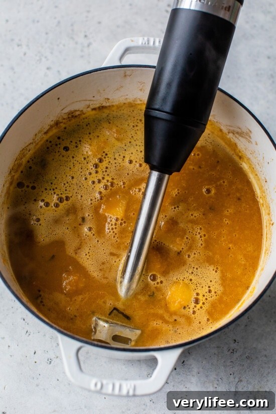 soup with immersion blender