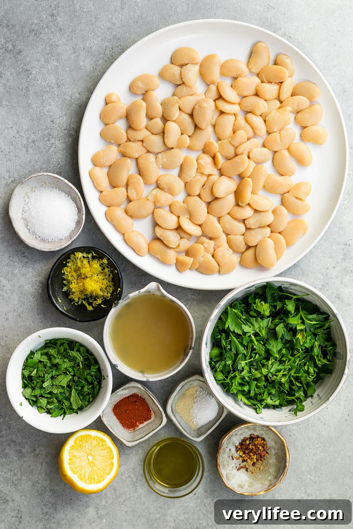 canned butter beans, herbs and spices