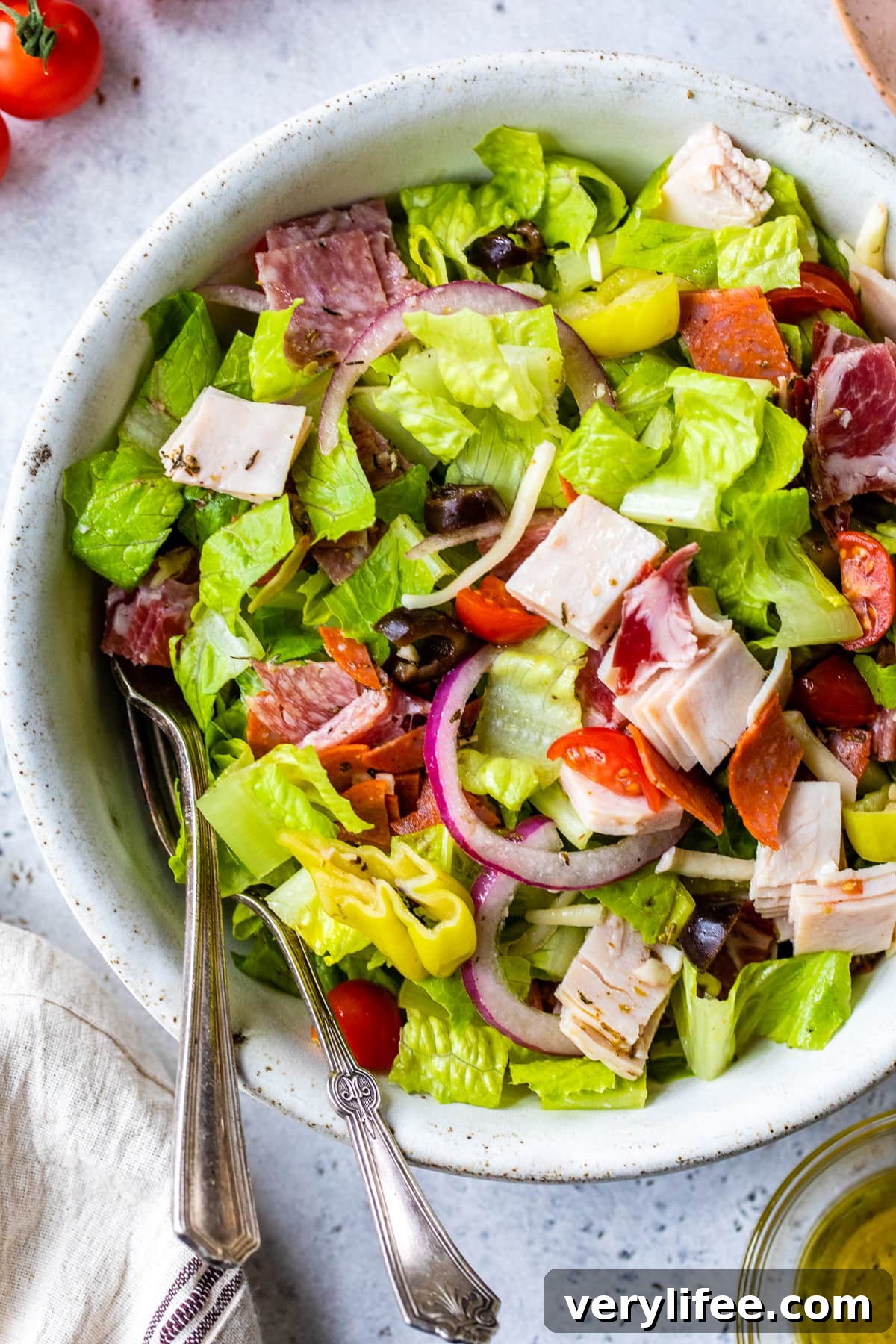 Italian Sub Salad with Salami, Provolone & Pepperoncini 2 Italian Sub Salad