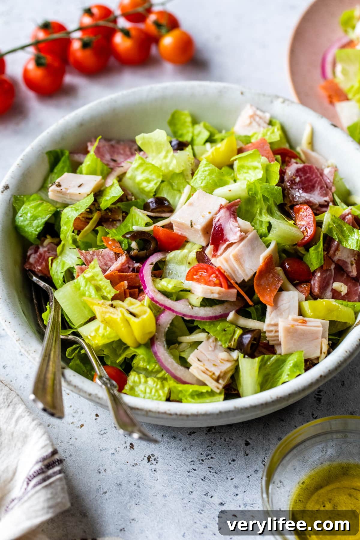 Italian Sub Salad with Salami, Provolone & Pepperoncini 8 Italian Sub Salad