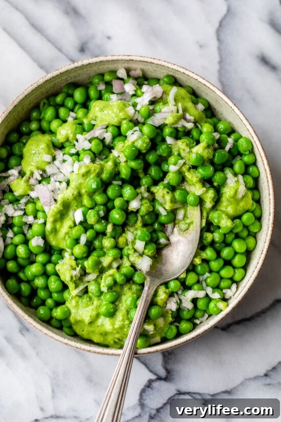 mix peas with dressing