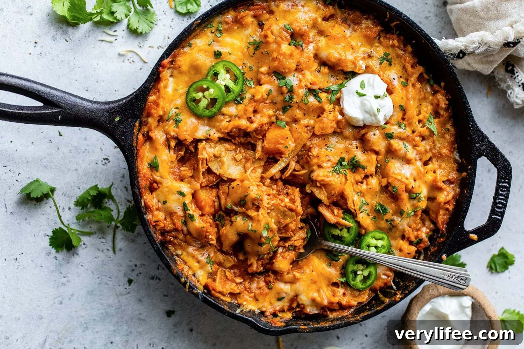 Leftover Turkey Enchiladas Skillet