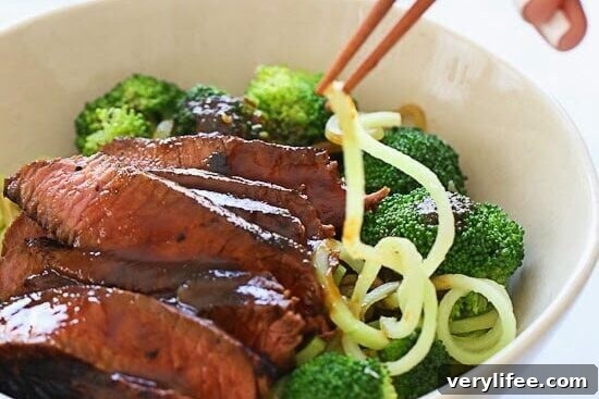 4 Mandoline Slicers Reviewed for 2024 7 Marinated sirloin steak with broccoli and spiralized broccoli noodles