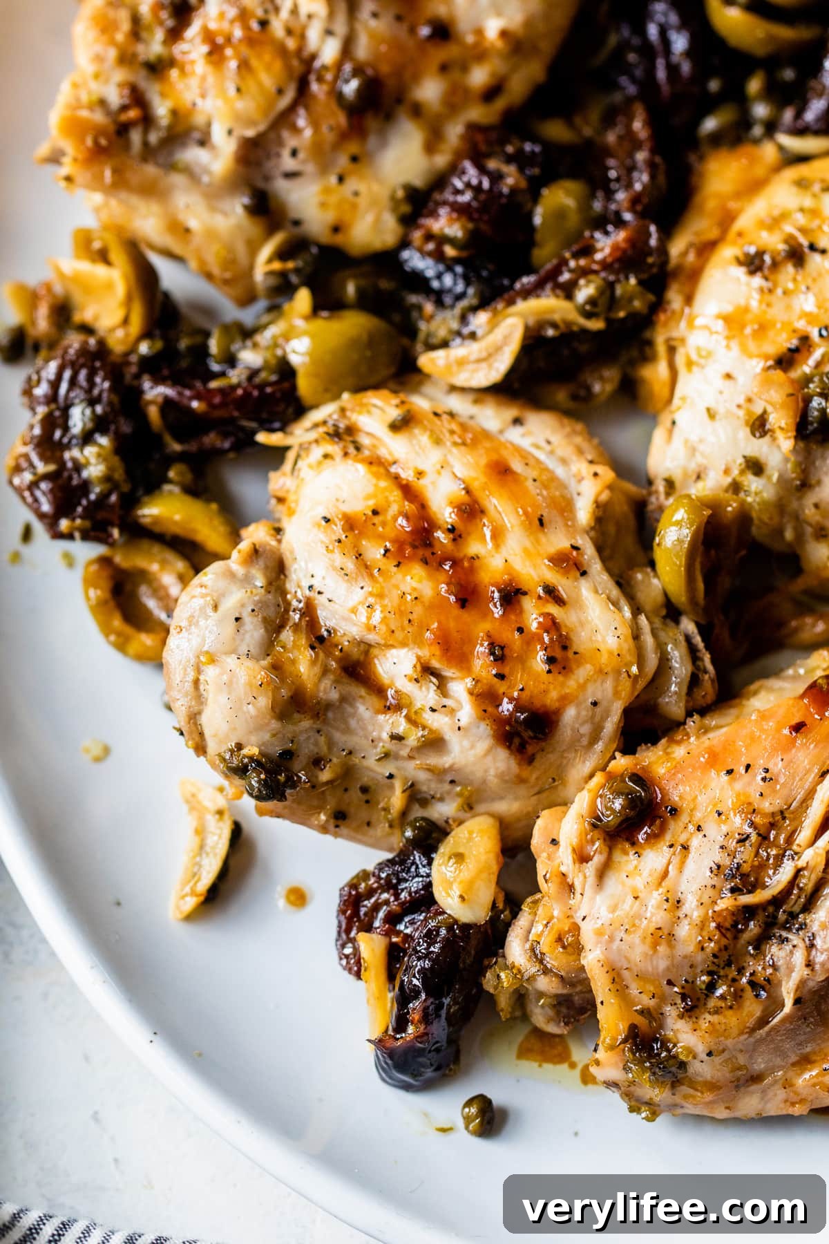 Marbella Chicken Recipe with Olives and Prunes 3 Chicken Marbella closeup