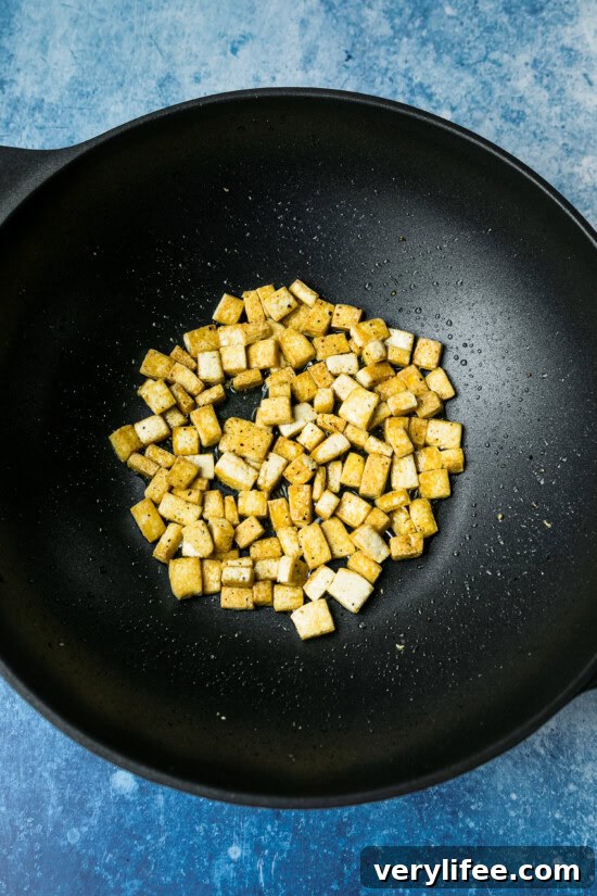 saute tofu in oil