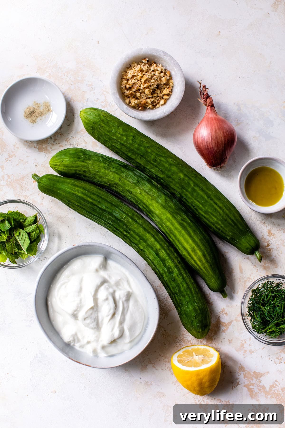 Chilled Cucumber Soup with Dill and Greek Yogurt 5 cucumbers, yogurt and shallots