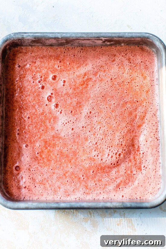 Pour it into a 9x9 inch metal baking pan and freeze.