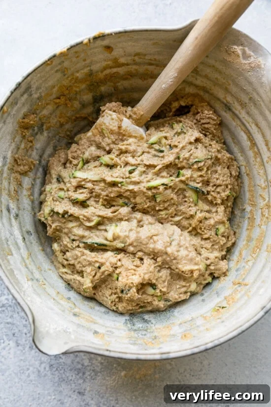 Moist Blueberry Zucchini Bread Recipe 9 Slowly stir the flour mixture into the wet ingredients.