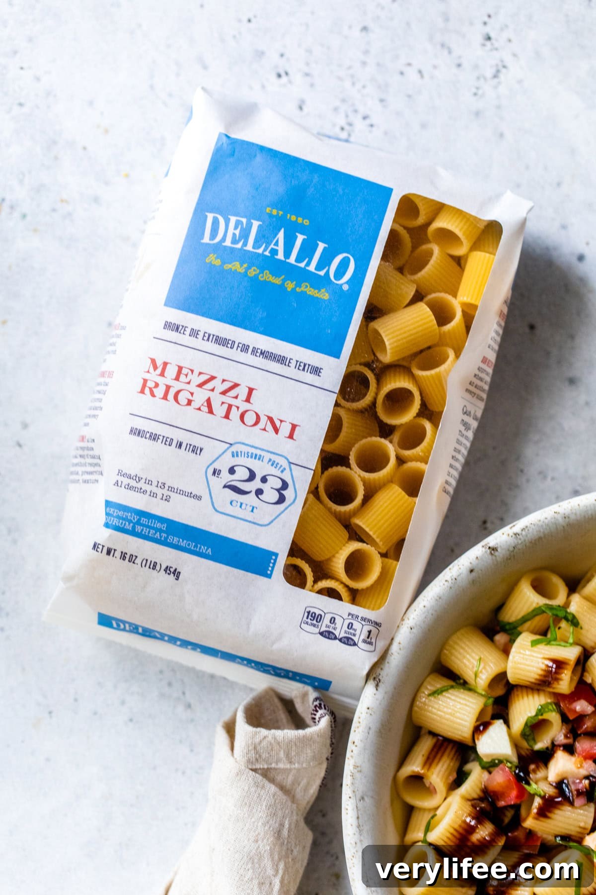 Bruschetta Pasta Salad with Tomato, Basil and Mozzarella 9 Delallo Pasta