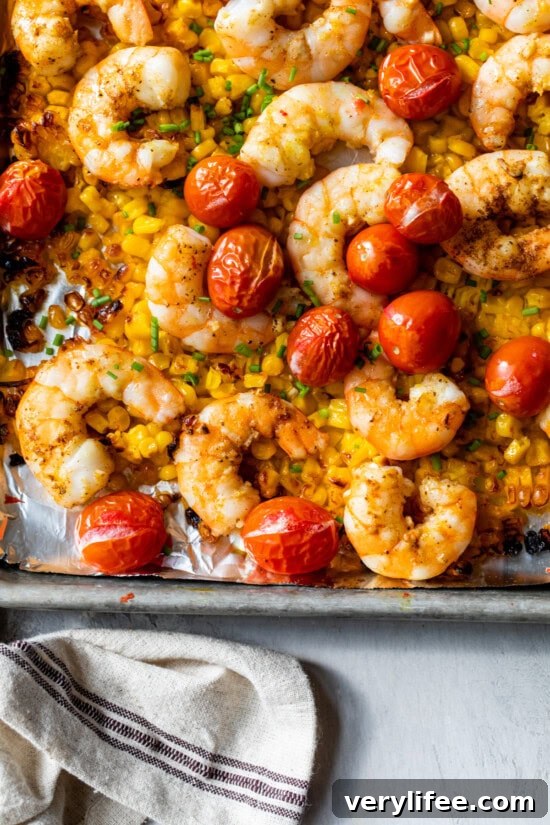 Old Bay Sheet Pan Shrimp with Corn and Tomatoes