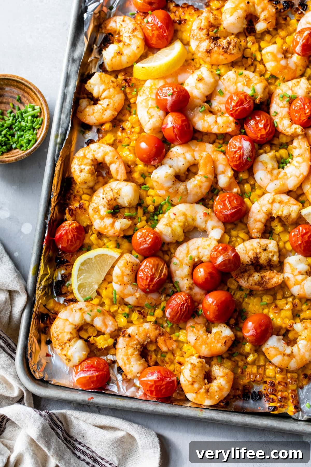 Sheet Pan Shrimp with Corn and Tomatoes