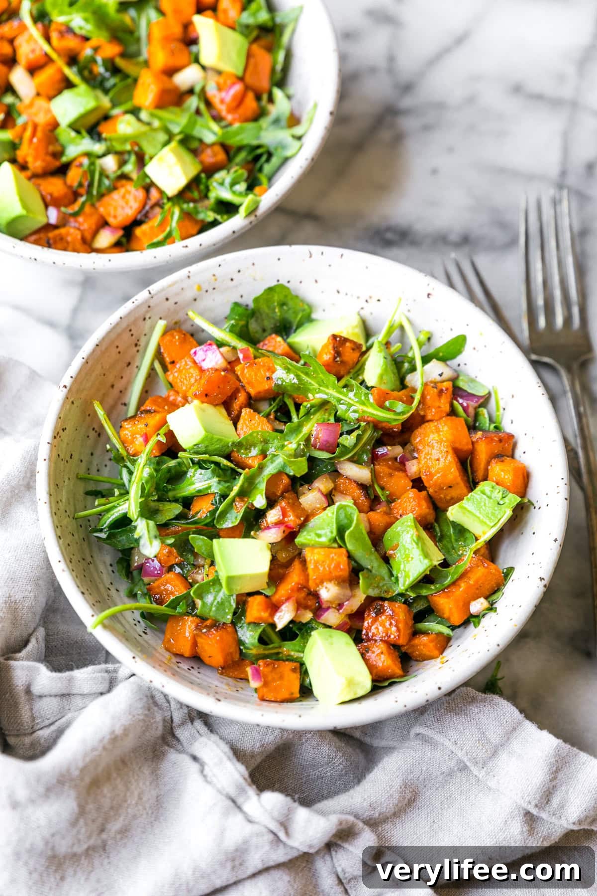 Sweet Potato Avocado Salad with Arugula