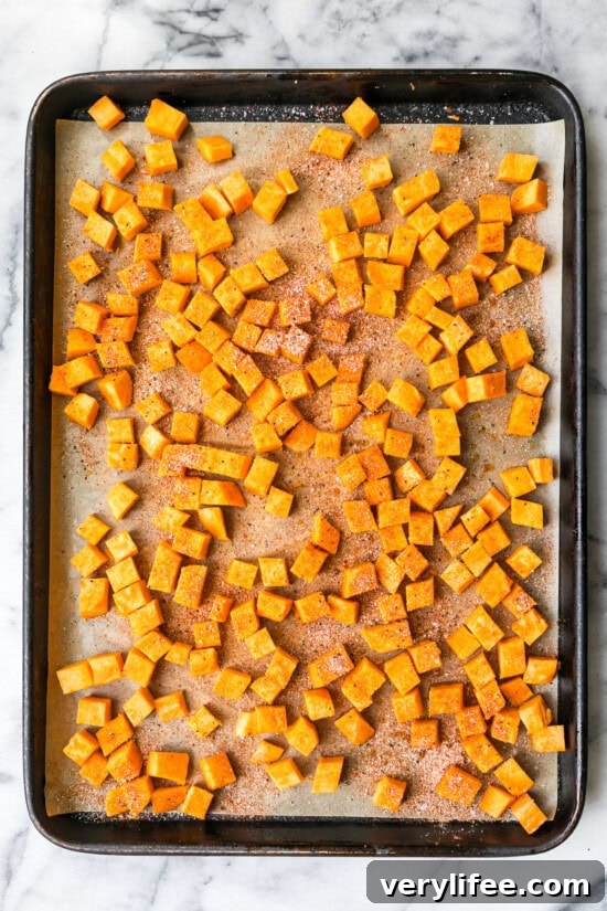 Season the sweet potatoes.