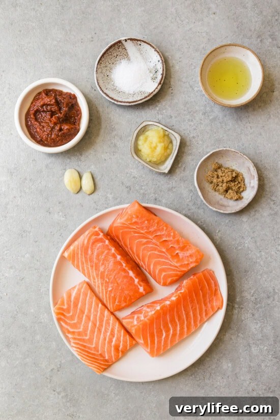 Thai Red Curry Salmon with Coconut Lime Sauce 5 Ingredients to season the red curry salmon.