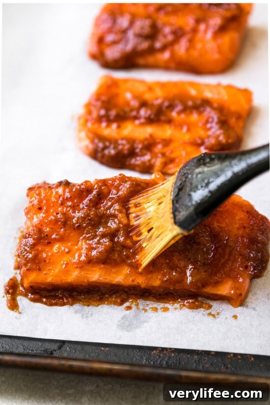 Thai Red Curry Salmon with Coconut Lime Sauce 7 Season the salmon with the red curry paste.