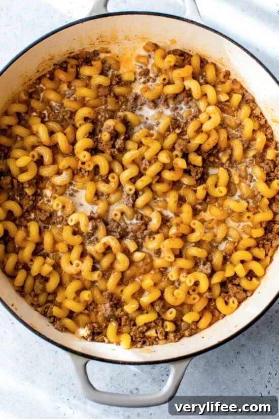 Homemade Hamburger Helper Recipe from Scratch 9 Add the milk and cook until pasta is al dente and liquid is absorbed.