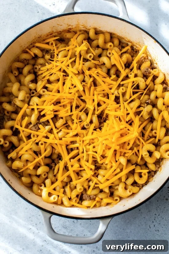 Homemade Hamburger Helper Recipe from Scratch 10 Remove from heat and add the cheese.