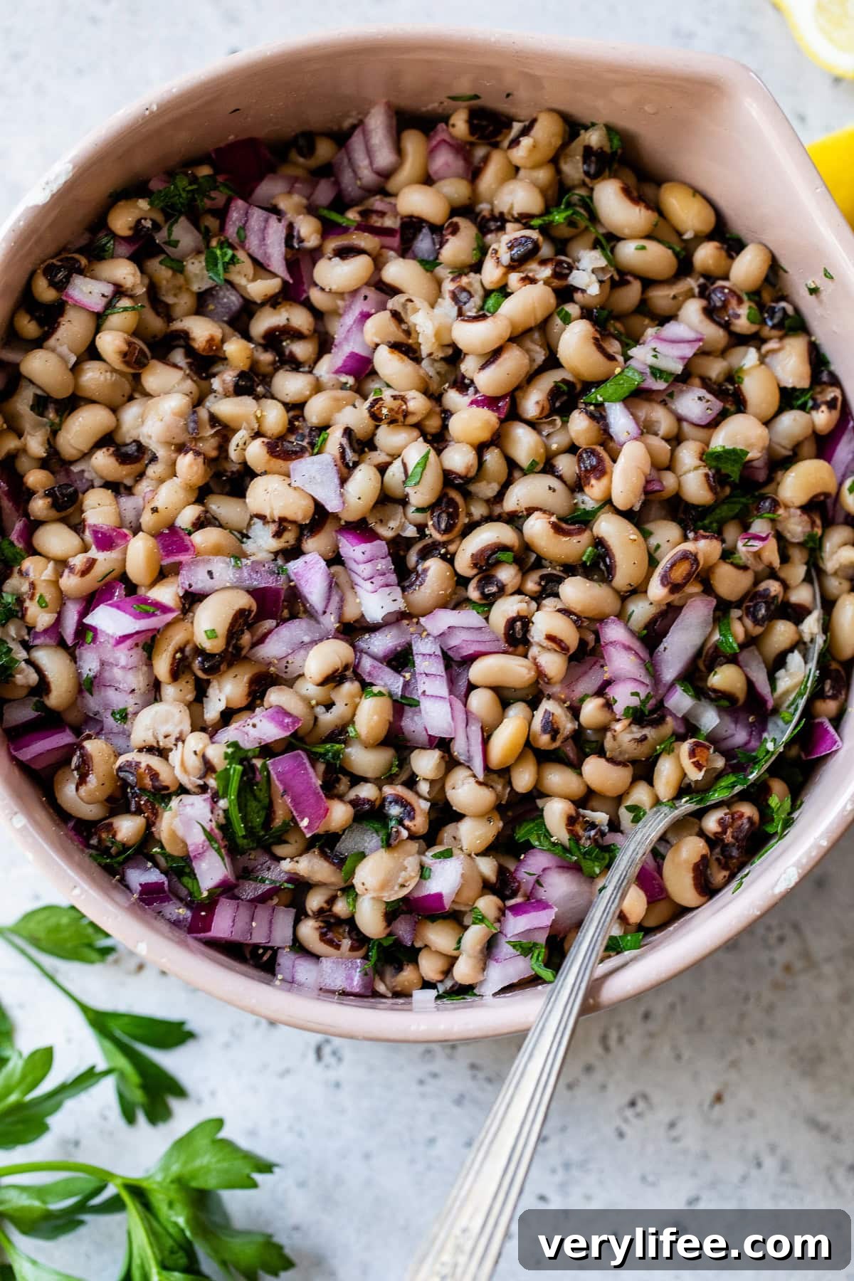 Black Eyed Peas Salad in a bowl.