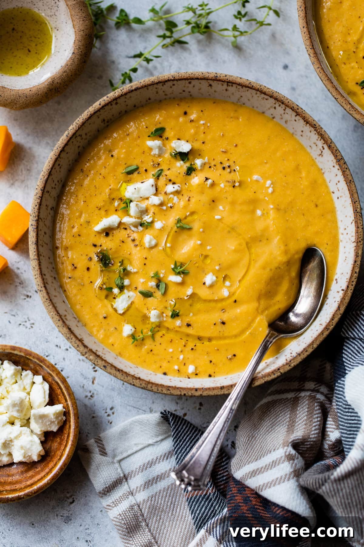 Roasted Butternut Squash Feta Soup