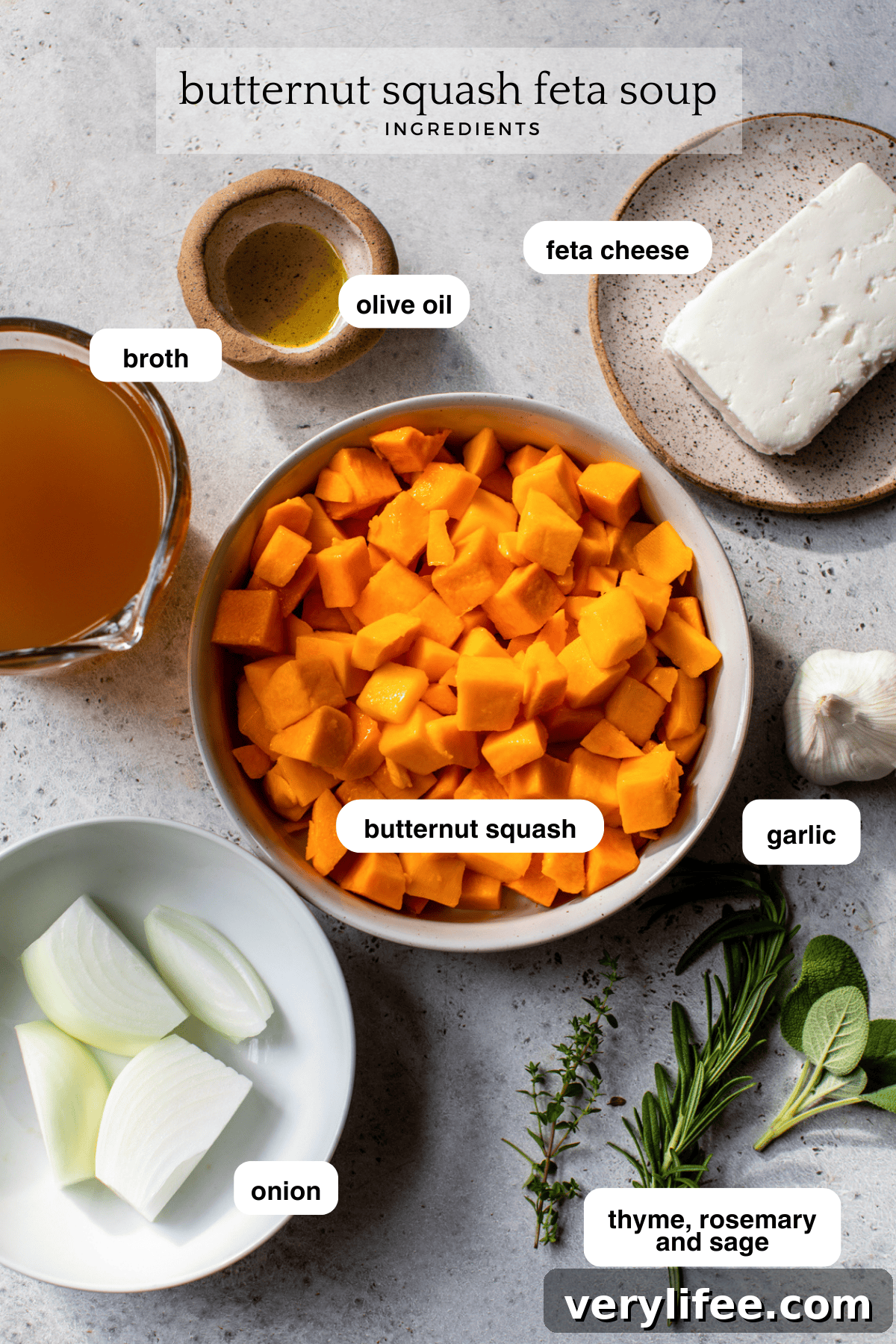 Butternut Squash Feta Soup ingredients
