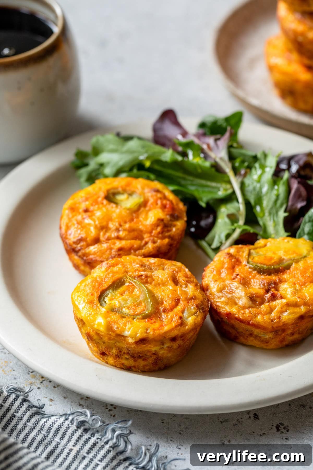 Spicy Chorizo Egg Bites Recipe for Breakfast 11 Chorizo Egg Bites with salad
