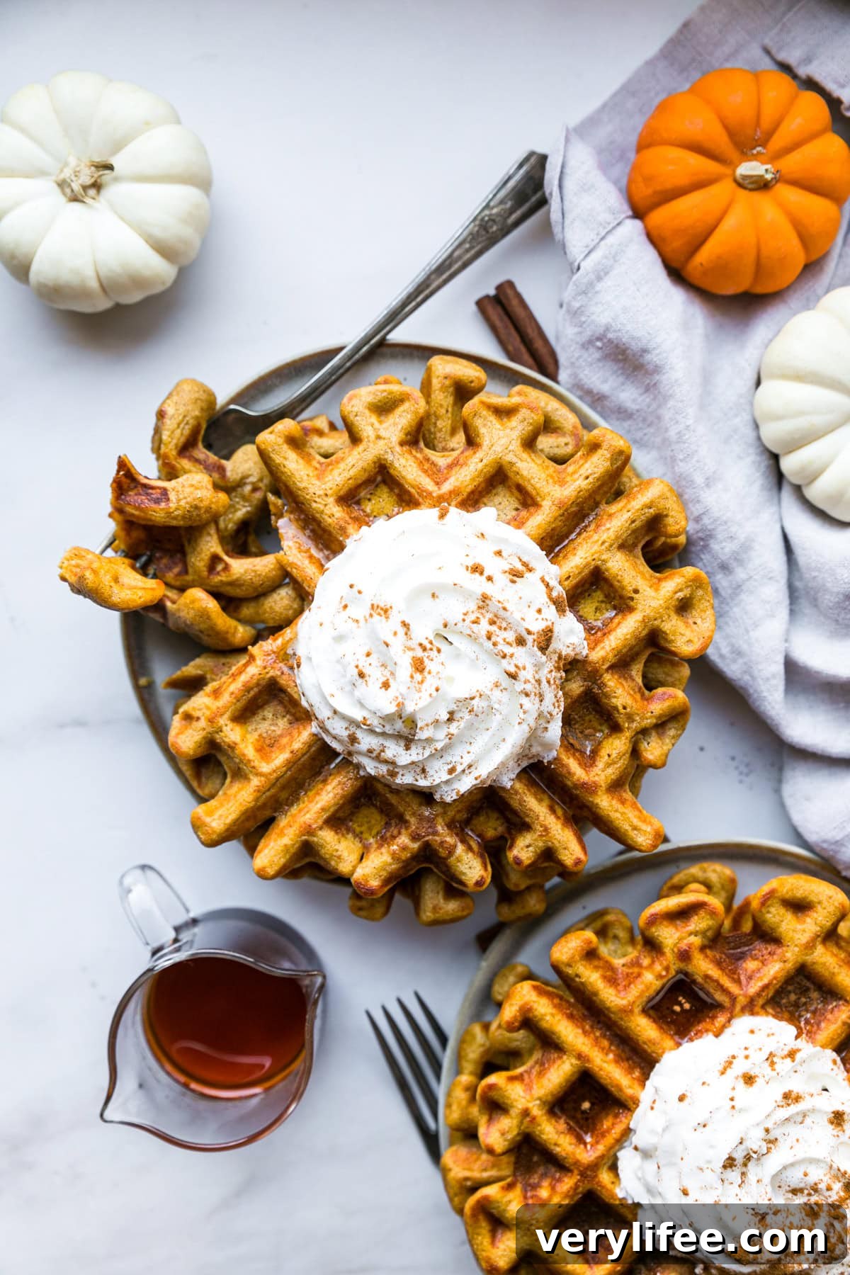 Crispy Pumpkin Waffles with Spiced Maple Syrup 2 Pumpkin Waffles