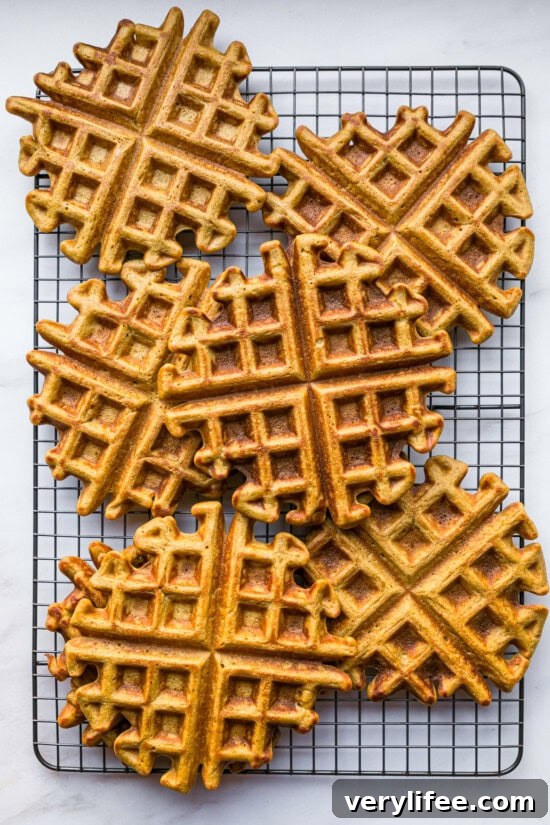 Crispy Pumpkin Waffles with Spiced Maple Syrup 9 Cook the waffles
