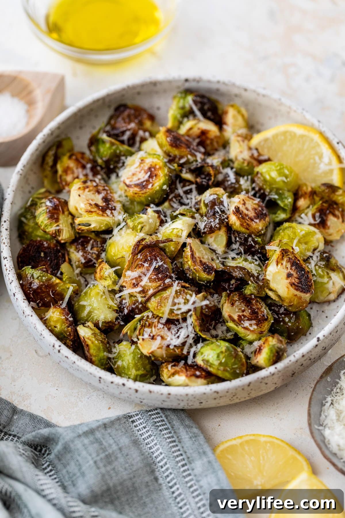 Roasted Brussels Sprouts with parmesan and lemon