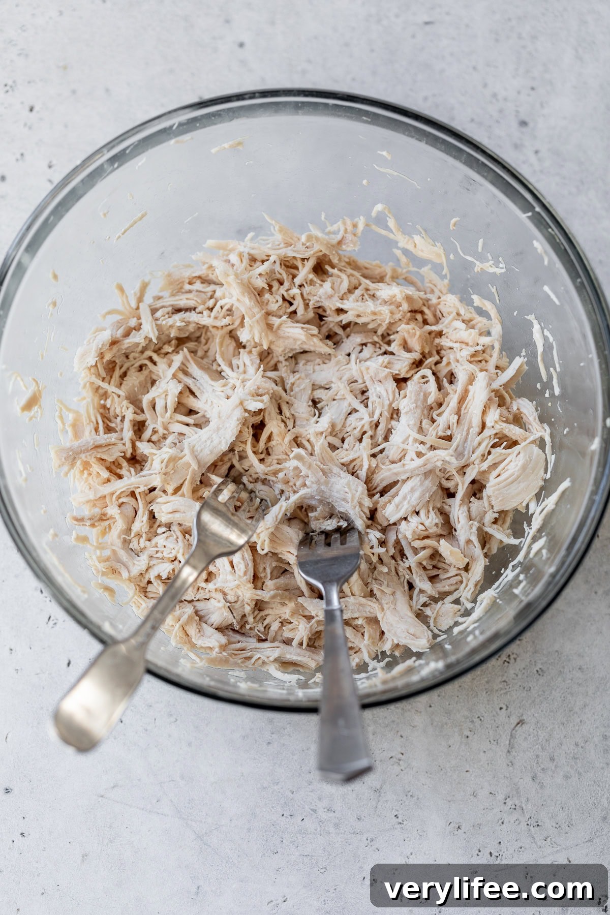 chicken breast shredded with forks