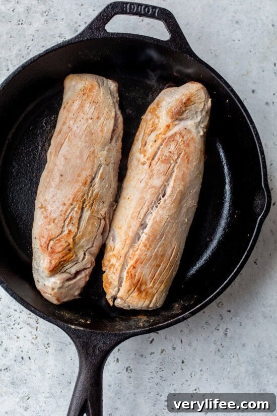 Cherry-Glazed Pork Tenderloin Recipe 7 brown the pork in a skillet