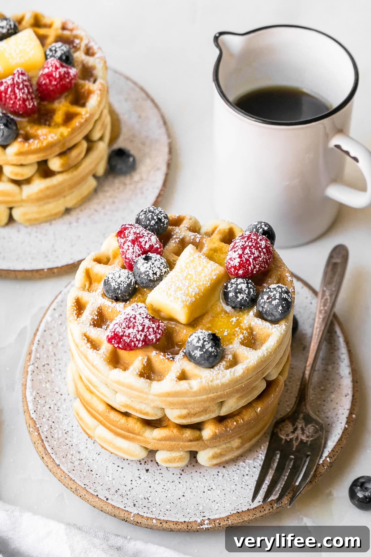 Crispy Sourdough Discard Waffles Recipe 9 Sourdough Waffles with berries