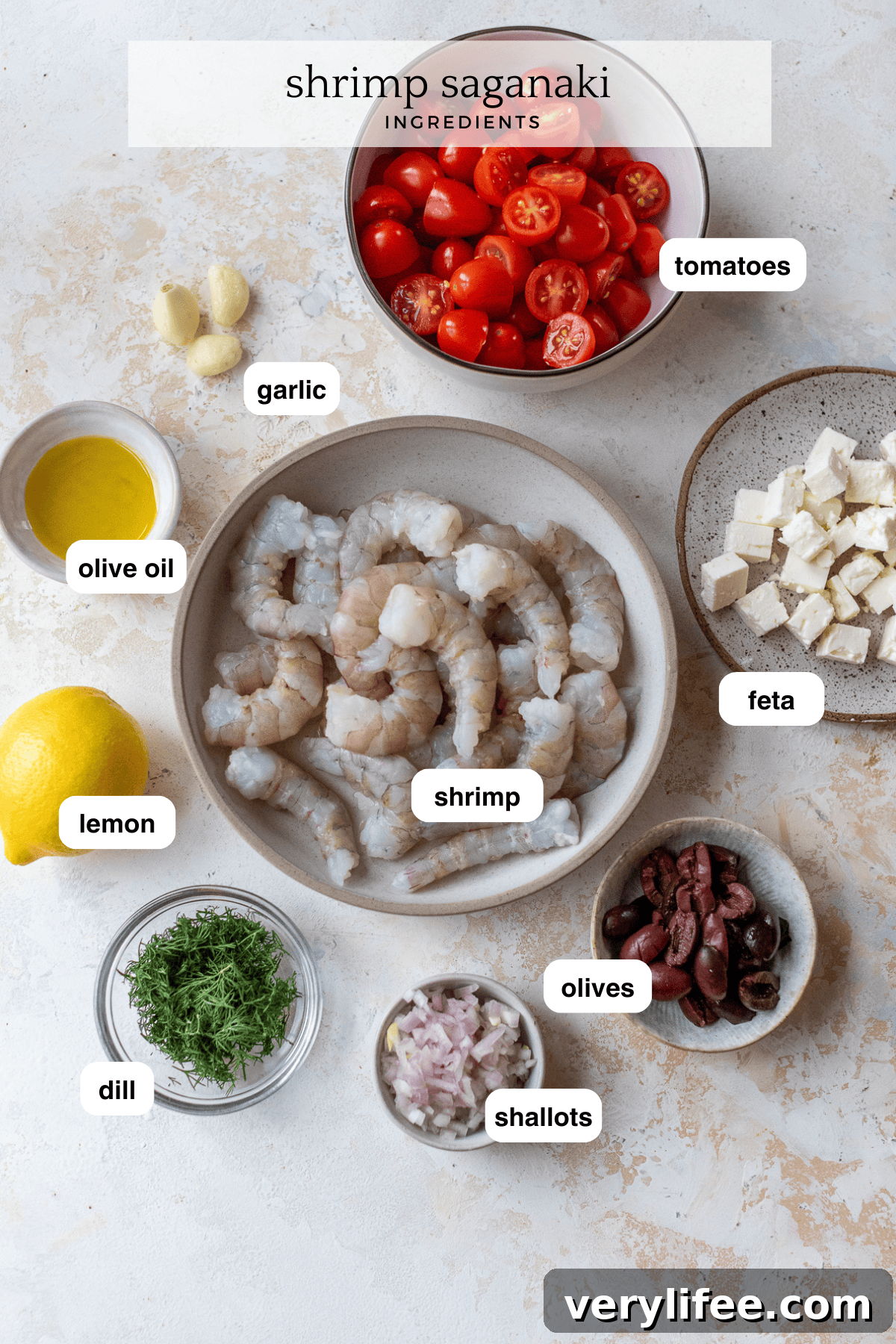 Shrimp Saganaki ingredients