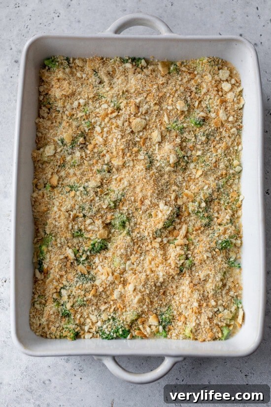 Top with crushed crackers and bake.